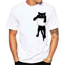Load image into Gallery viewer, Funny Cat In Pocket Design T-Shirt