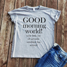 Load image into Gallery viewer, Good Morning World T-shirt